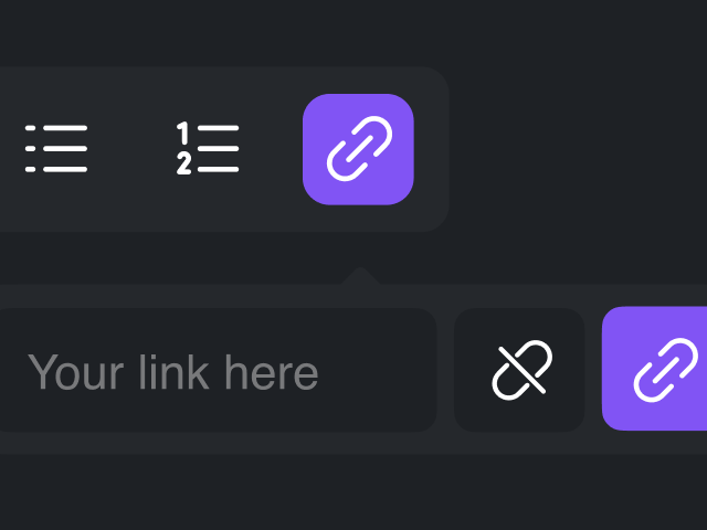 Insertion of links, images, and other media