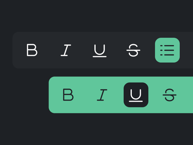 Customizable toolbars and buttons